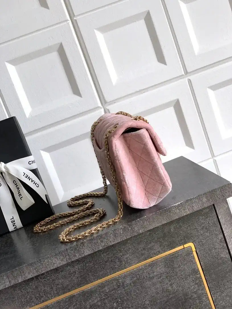 Chanel 20CM Mini Flap Bag 25A Velvet Pink AS1116