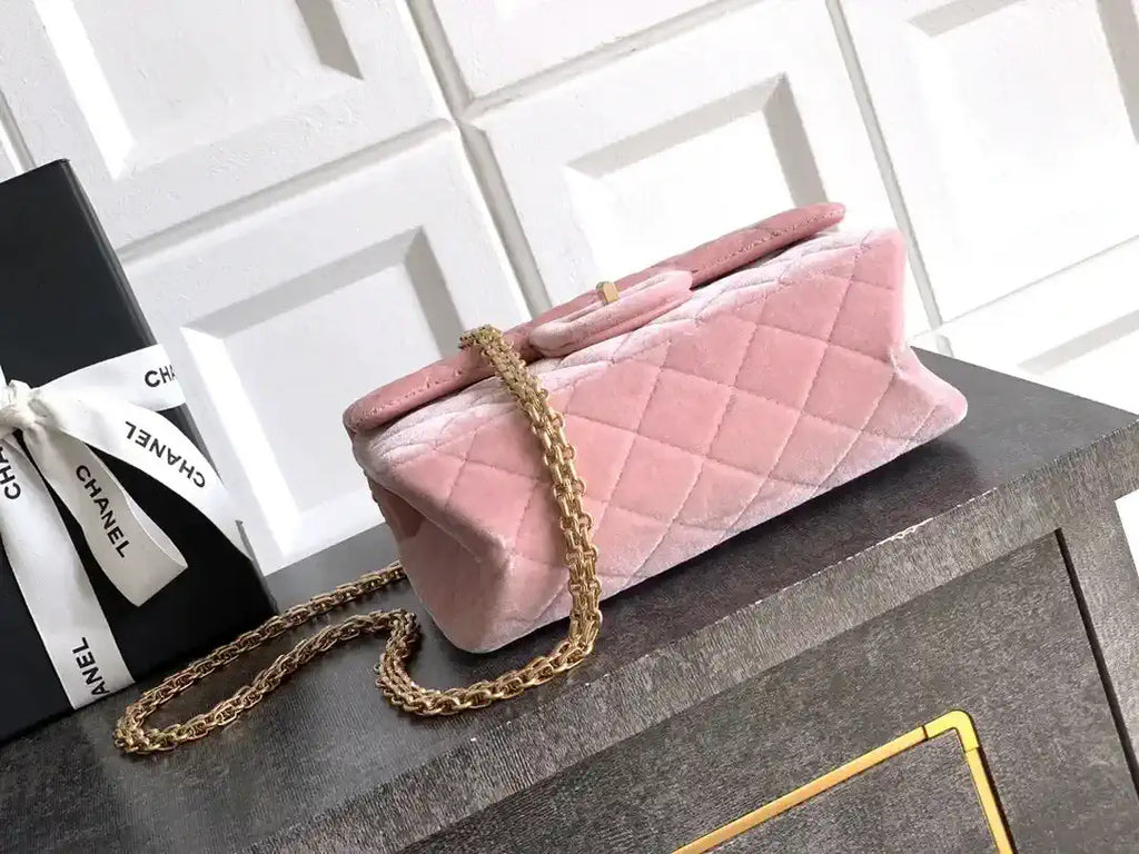 Chanel 20CM Mini Flap Bag 25A Velvet Pink AS1116