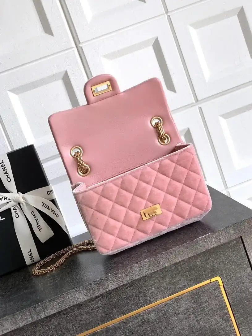 Chanel 20CM Mini Flap Bag 25A Velvet Pink AS1116
