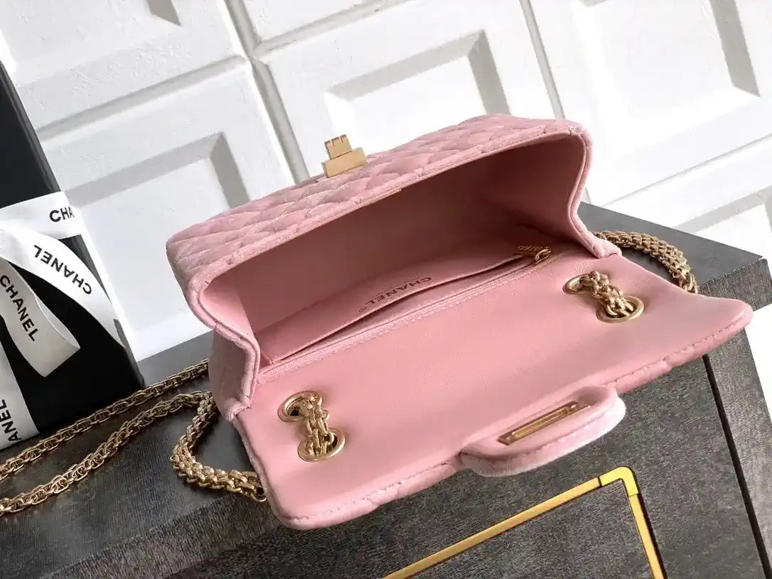 Chanel 20CM Mini Flap Bag 25A Velvet Pink AS1116