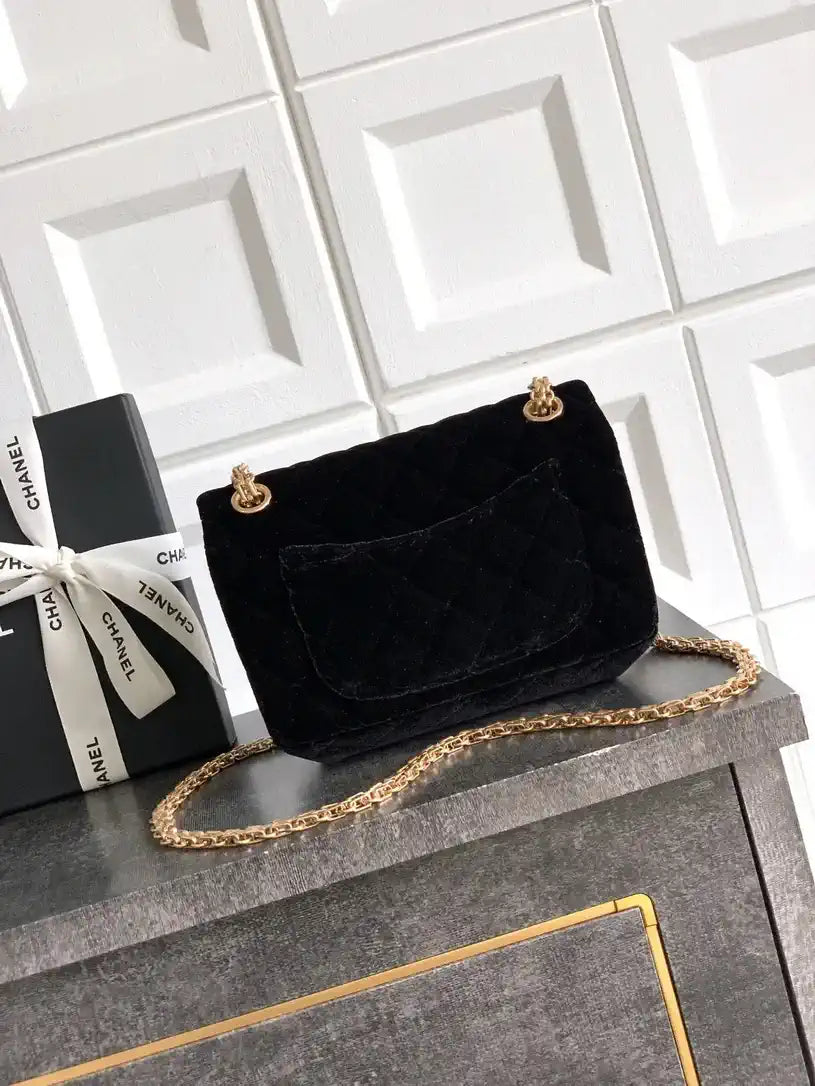 Chanel 20CM Mini Flap Bag 25A Velvet Black AS1116