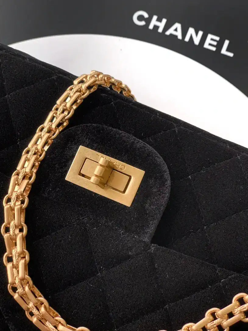 Chanel 20CM Mini Flap Bag 25A Velvet Black AS1116