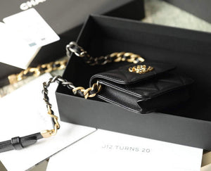 Chanel 21AW Chanel Mini 19 Flap bag Coin Purse With Chain Lambskin Black - Default Title - View 5