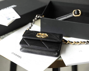 Chanel 21AW Chanel Mini 19 Flap bag Coin Purse With Chain Lambskin Black - Default Title - View 7