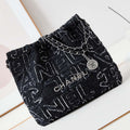 Chanel 22 AS3260 Small Handbag 24A Black Denim embroidered & Silver-Tone Metal - Default Title - View 1