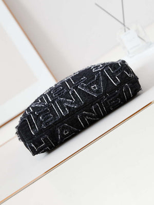 Chanel 22 AS3260 Small Handbag 24A Black Denim embroidered & Silver-Tone Metal - Default Title - View 6