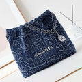 Chanel 22 AS3260 Small Handbag 24A Denim embroidered & Silver-Tone Metal - Default Title - View 1