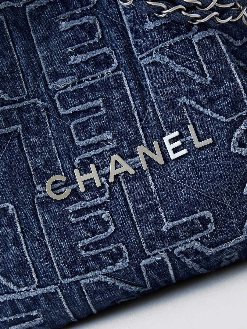 Chanel 22 AS3260 Small Handbag 24A Denim embroidered & Silver-Tone Metal - Default Title - View 2