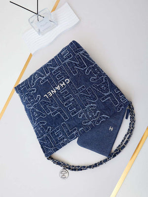 Chanel 22 AS3260 Small Handbag 24A Denim embroidered & Silver-Tone Metal - Default Title - View 7