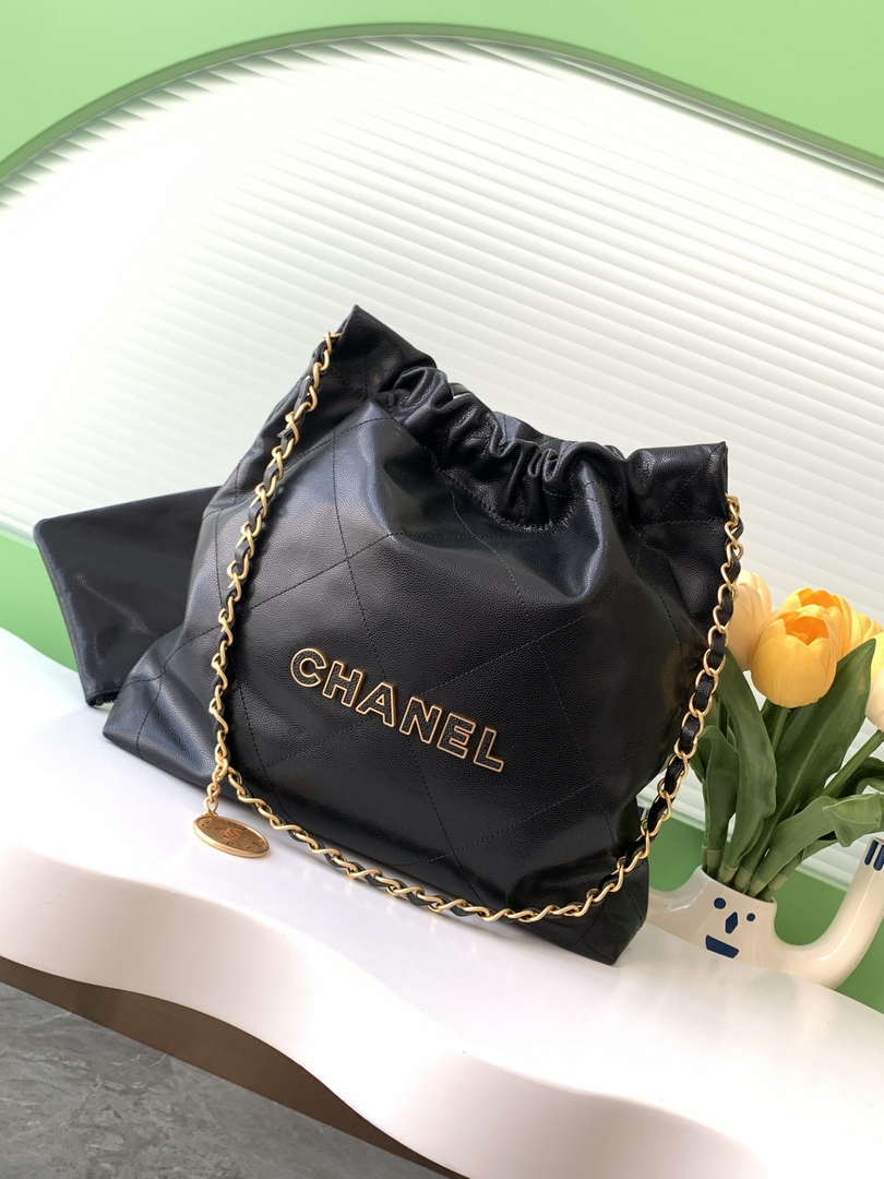 Chanel 22 AS3260 Small Handbag 24K Shiny Calfskin Black