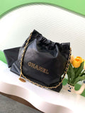 Chanel 22 AS3260 Small Handbag 24K Shiny Calfskin Black