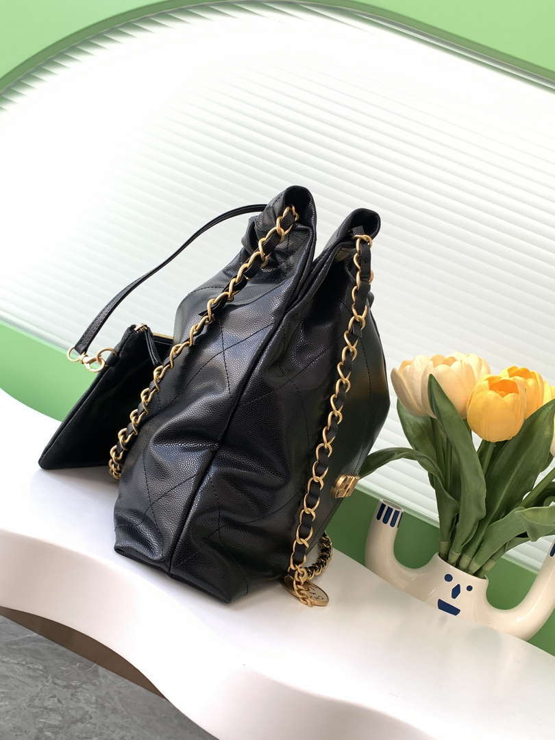 Chanel 22 AS3260 Small Handbag 24K Shiny Calfskin Black - Default Title - View 2