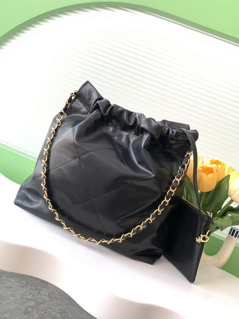 Chanel 22 AS3260 Small Handbag 24K Shiny Calfskin Black