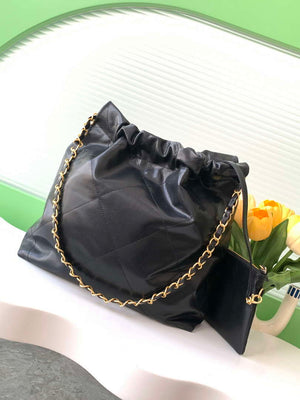 Chanel 22 AS3260 Small Handbag 24K Shiny Calfskin Black - Default Title - View 3