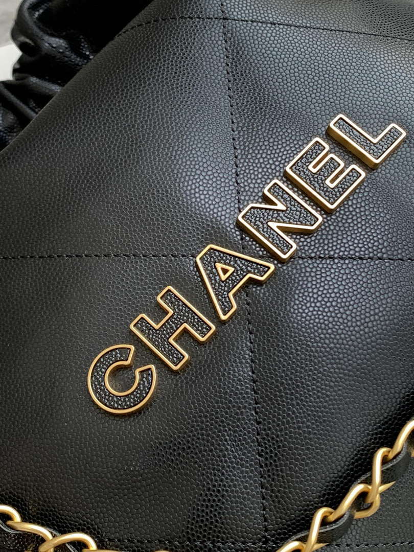 Chanel 22 AS3260 Small Handbag 24K Shiny Calfskin Black
