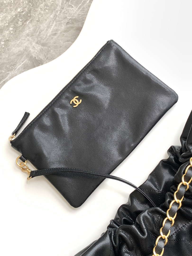 Chanel 22 AS3260 Small Handbag 24K Shiny Calfskin Black