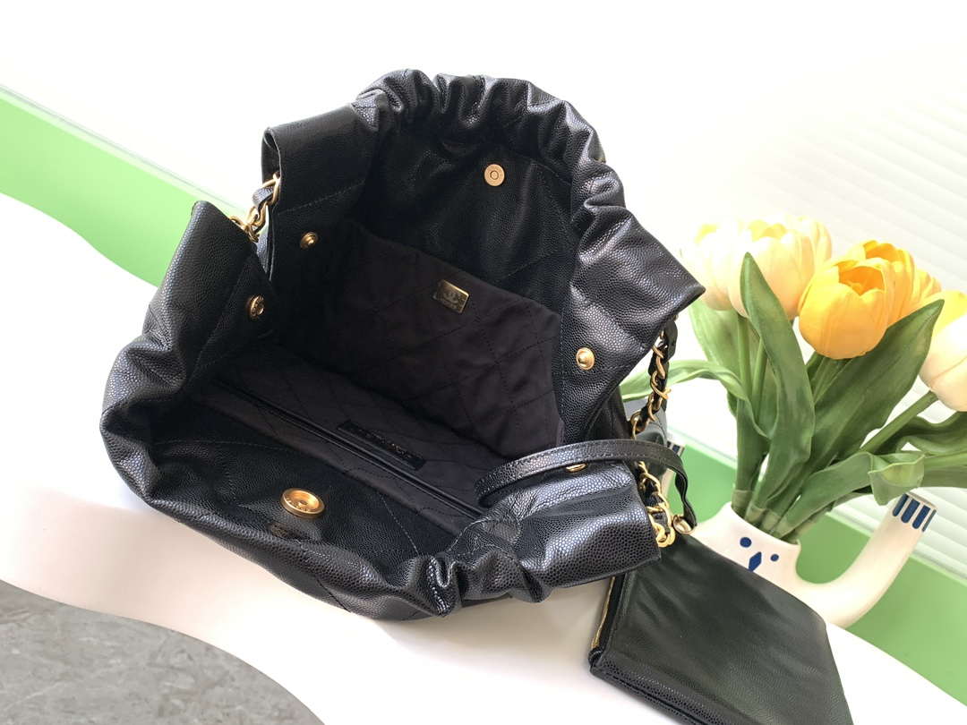 Chanel 22 AS3260 Small Handbag 24K Shiny Calfskin Black - Default Title - View 8