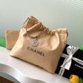 Chanel 22 AS3260 Small Handbag 25C Shiny Calfskin Apricot - Default Title - View 1