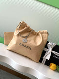Chanel 22 AS3260 Small Handbag 25C Shiny Calfskin Apricot