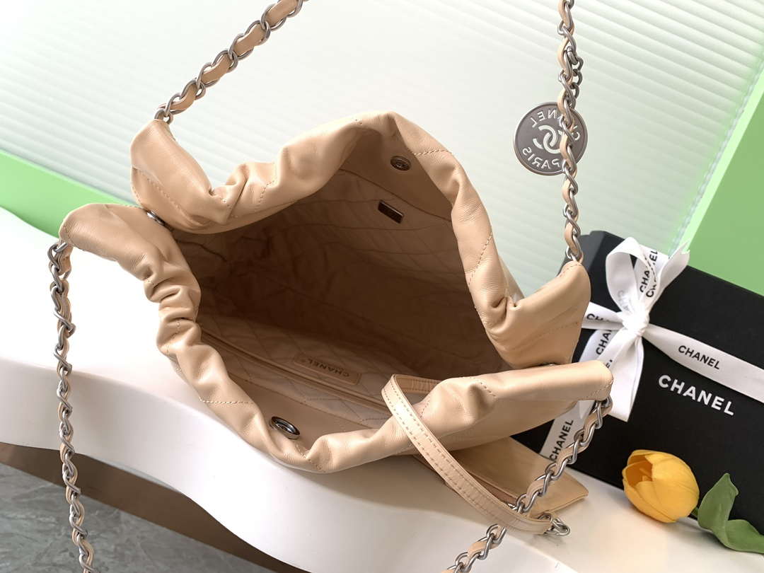 Chanel 22 AS3260 Small Handbag 25C Shiny Calfskin Apricot - Default Title - View 9