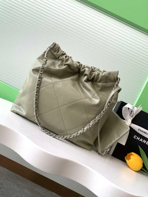 Chanel 22 AS3260 Small Handbag 25C Shiny Calfskin Light Green - Default Title - View 3