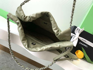 Chanel 22 AS3260 Small Handbag 25C Shiny Calfskin Light Green - Default Title - View 5