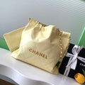 Chanel 22 AS3260 Small Handbag 25C Shiny Calfskin Light Yellow - Default Title - View 1