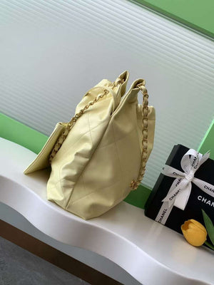Chanel 22 AS3260 Small Handbag 25C Shiny Calfskin Light Yellow - Default Title - View 2