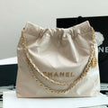 Chanel 22 AS3260 Small Handbag Shiny Calfskin Apricot - Default Title - View 1