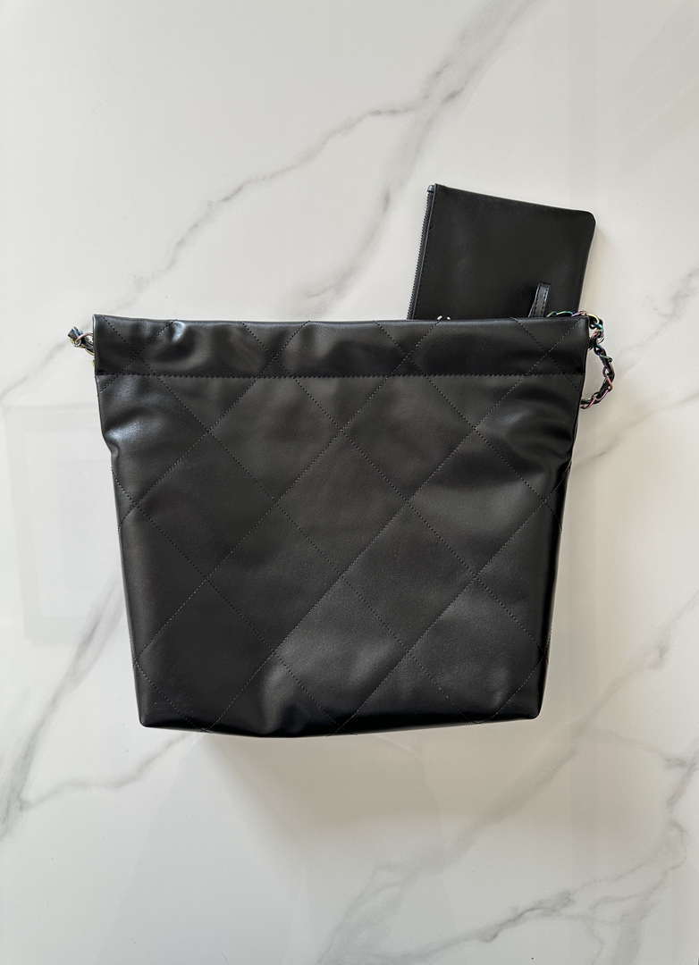 Chanel 22 AS3260 Small Handbag Shiny Calfskin Black Symphony Hardware