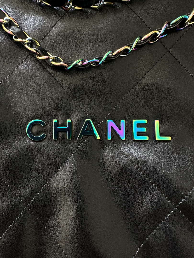 Chanel 22 AS3260 Small Handbag Shiny Calfskin Black Symphony Hardware