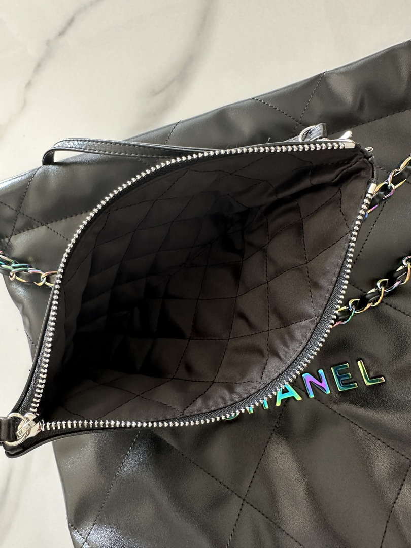 Chanel 22 AS3260 Small Handbag Shiny Calfskin Black Symphony Hardware - Default Title - View 6