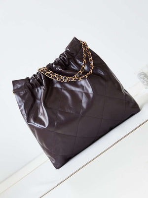 Chanel 22 AS3260 Small Handbag Shiny Calfskin Dark Brown - Default Title - View 5
