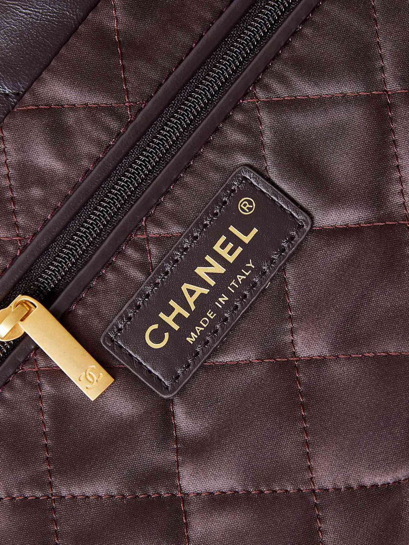 Chanel 22 AS3260 Small Handbag Shiny Calfskin Dark Brown
