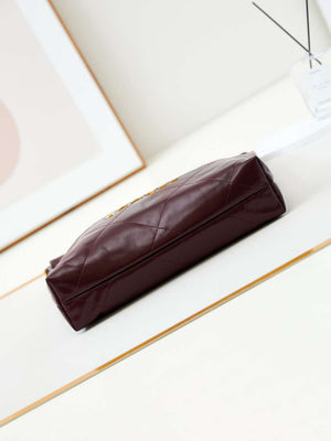 Chanel 22 AS3260 Small Handbag Shiny Calfskin Dark Red Gold - Default Title - View 6