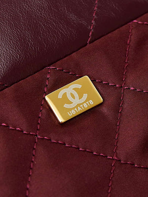 Chanel 22 AS3260 Small Handbag Shiny Calfskin Dark Red Gold - Default Title - View 9