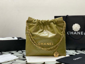 Chanel 22 AS3260 Small Handbag Shiny Calfskin Lemon Yellow - Default Title - View 1
