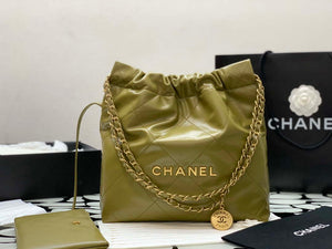 Chanel 22 AS3260 Small Handbag Shiny Calfskin Lemon Yellow - Default Title - View 2