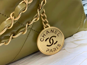 Chanel 22 AS3260 Small Handbag Shiny Calfskin Lemon Yellow - Default Title - View 3