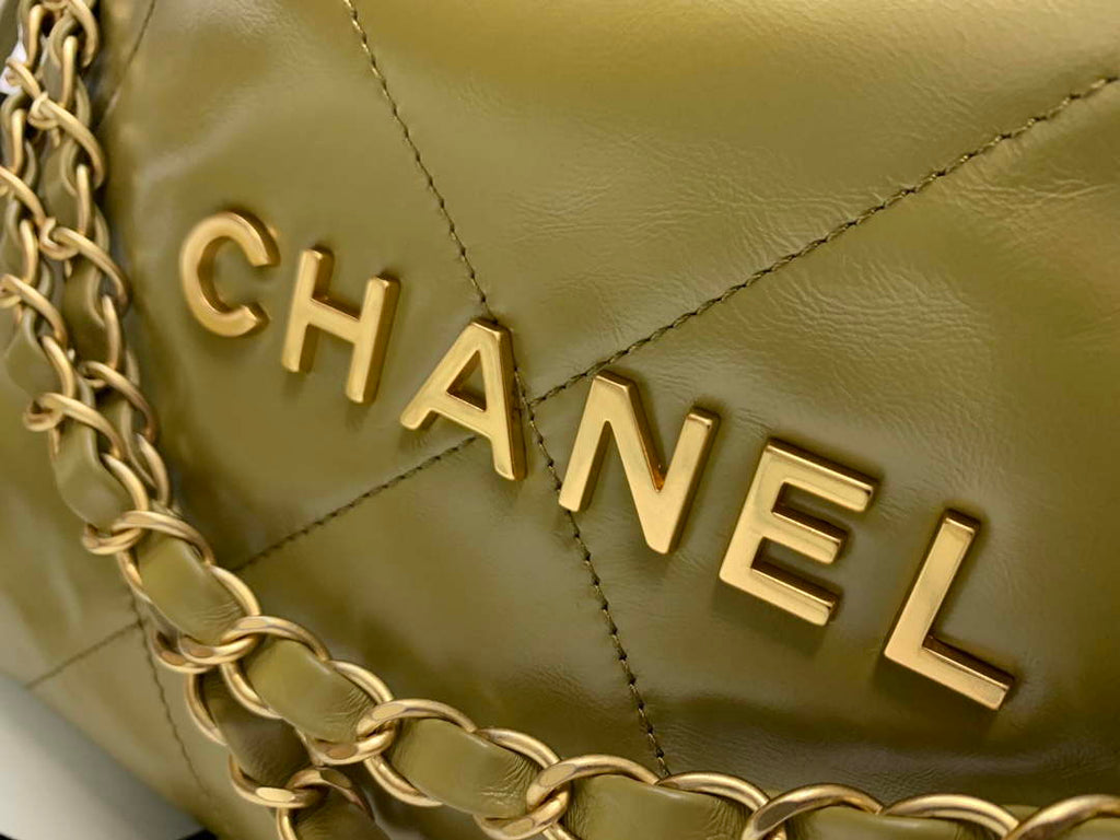 Chanel 22 AS3260 Small Handbag Shiny Calfskin Lemon Yellow