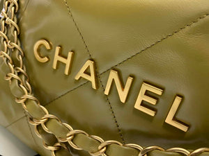 Chanel 22 AS3260 Small Handbag Shiny Calfskin Lemon Yellow - Default Title - View 5
