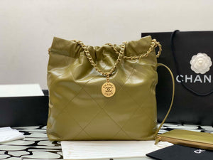 Chanel 22 AS3260 Small Handbag Shiny Calfskin Lemon Yellow - Default Title - View 6