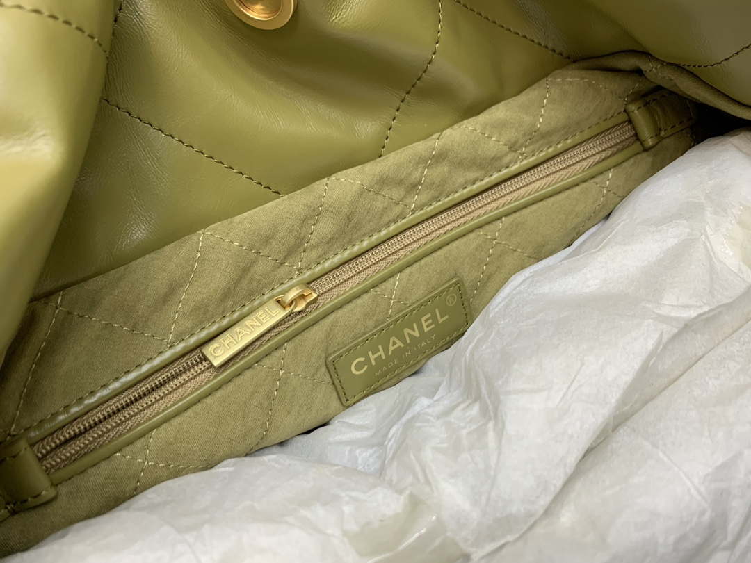 Chanel 22 AS3260 Small Handbag Shiny Calfskin Lemon Yellow - Default Title - View 9