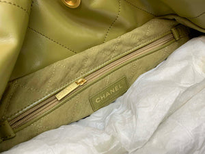 Chanel 22 AS3260 Small Handbag Shiny Calfskin Lemon Yellow - Default Title - View 9