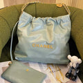 Chanel 22 AS3260 Small Handbag Shiny Calfskin Light Green Gold - Default Title - View 1