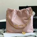 Chanel 22 AS3260 Small Handbag Shiny Calfskin Pink - Default Title - View 1