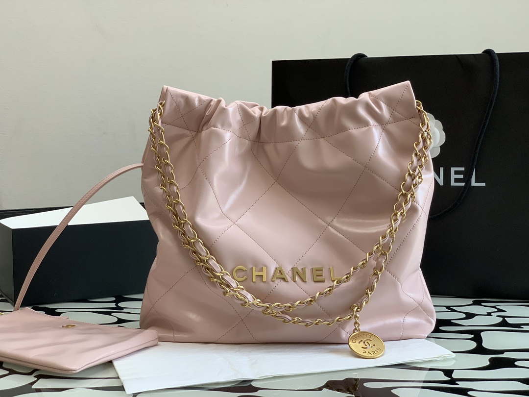 Chanel 22 AS3260 Small Handbag Shiny Calfskin Pink - Default Title - View 2