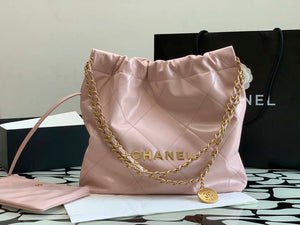 Chanel 22 AS3260 Small Handbag Shiny Calfskin Pink - Default Title - View 2