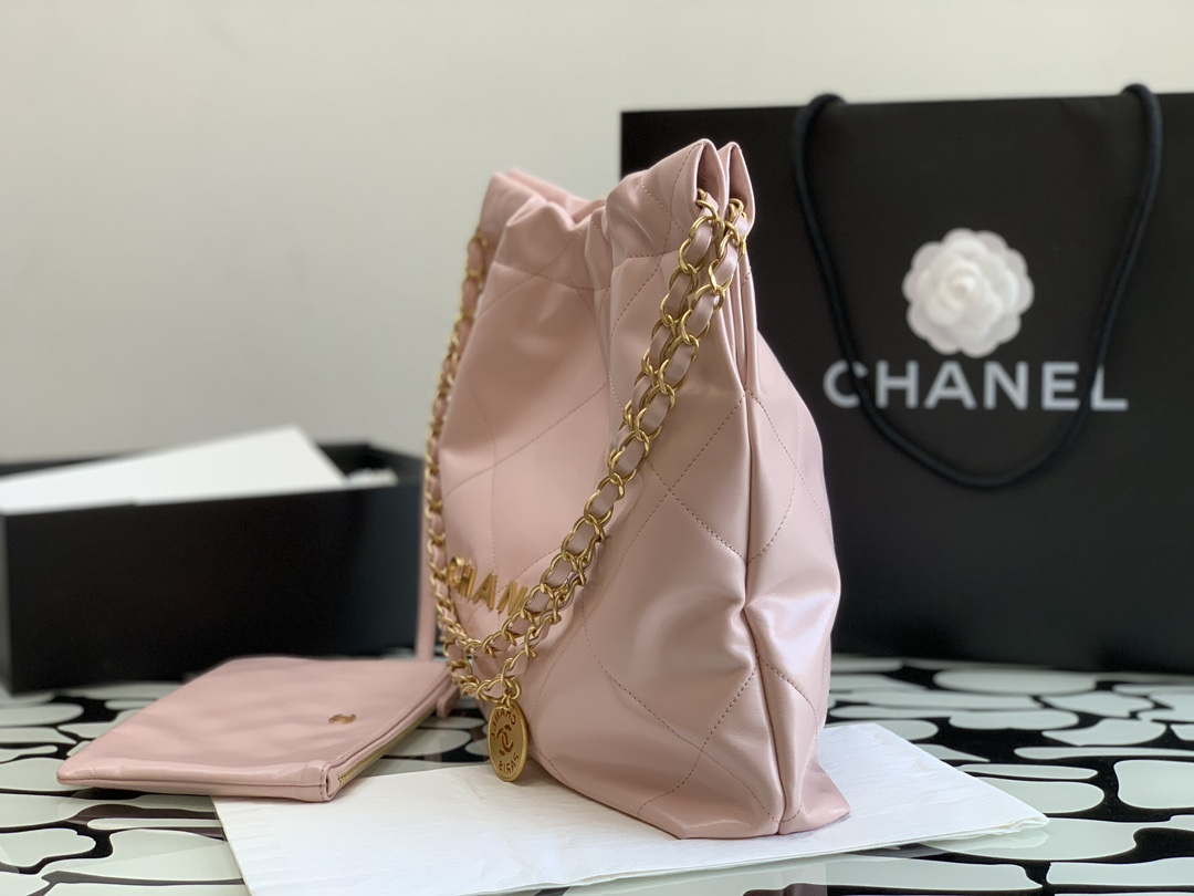 Chanel 22 AS3260 Small Handbag Shiny Calfskin Pink - Default Title - View 5