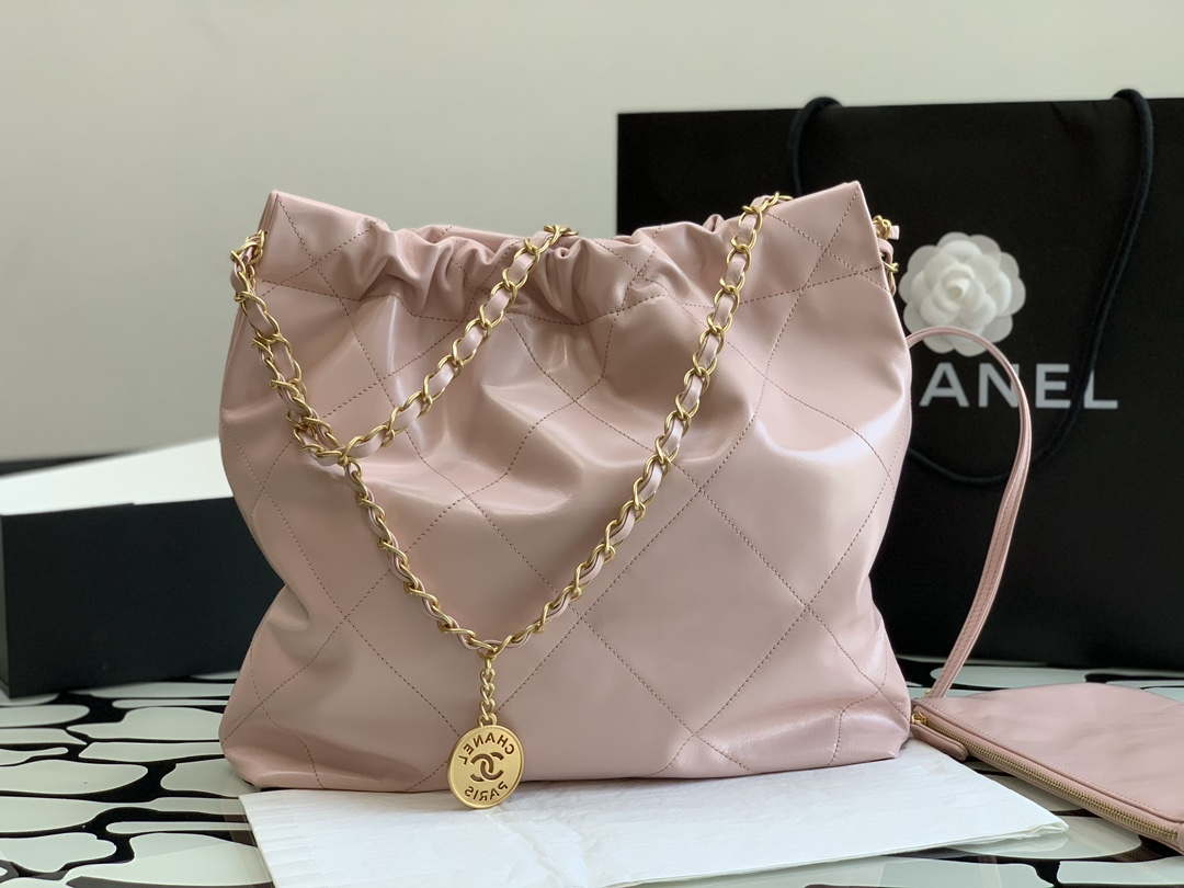 Chanel 22 AS3260 Small Handbag Shiny Calfskin Pink - Default Title - View 6